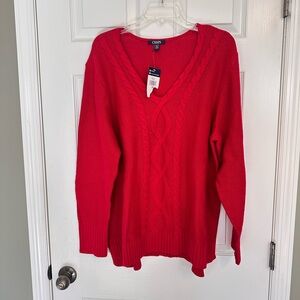 Chaps Women's V-Neck Sweater in Vibrant Red